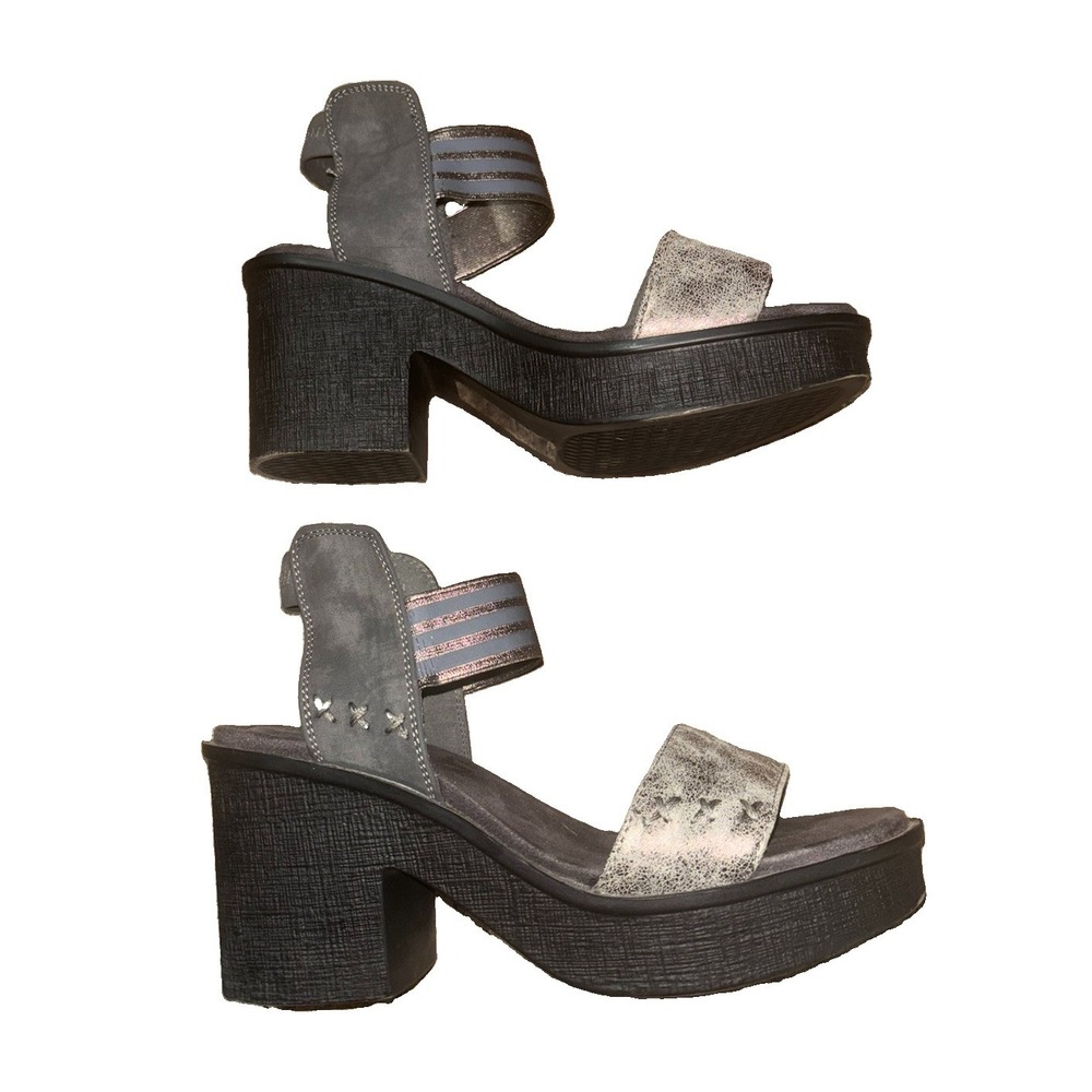 Pierre Dumas Hester Gray Womens 7.5 Metallic Platform Wedge Sandals Comfort Boho - Picture 2 of 8